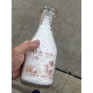 Vintage Normal Sanitary Dairy Yes Sir It's Good Quart Milk Bottle‎ ACL Glass